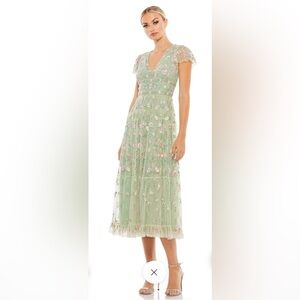 Mcduggal Floral Embroidered Green Dress